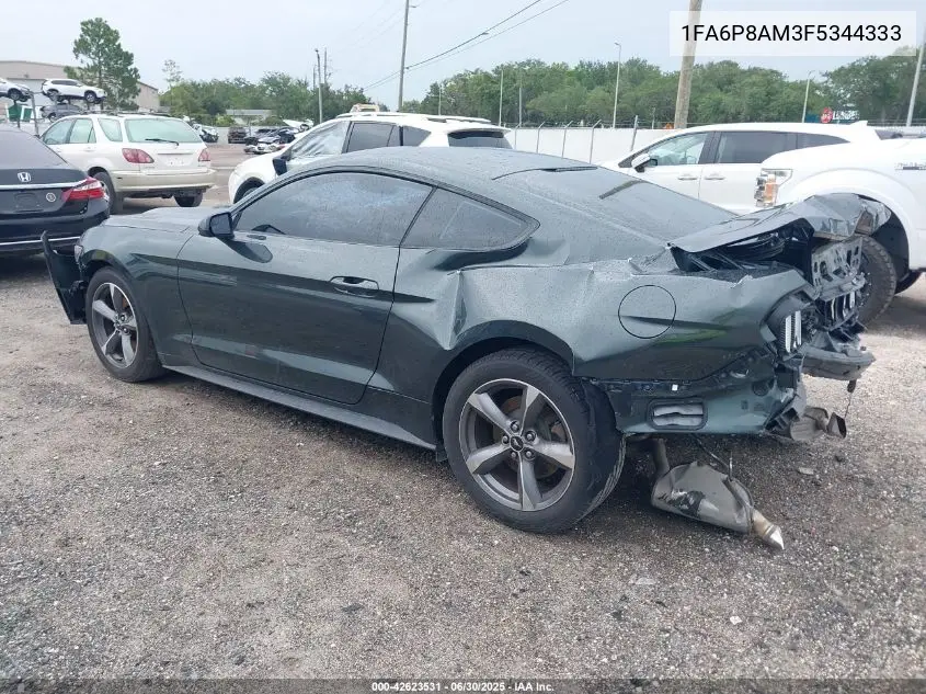 2015 Ford Mustang V6 VIN: 1FA6P8AM3F5344333 Lot: 42623531