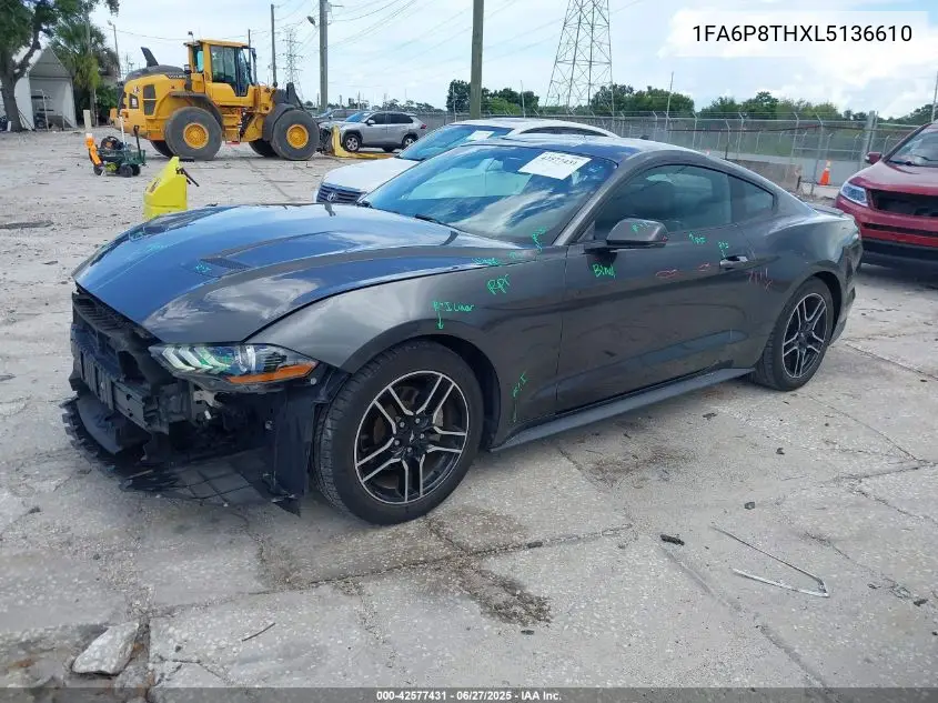 2020 Ford Mustang Ecoboost Premium Fastback VIN: 1FA6P8THXL5136610 Lot: 42577431
