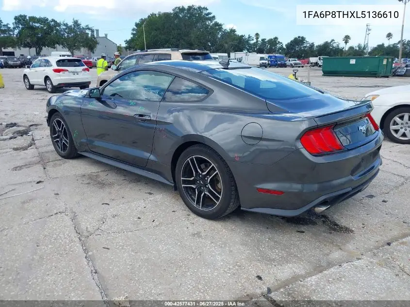 2020 Ford Mustang Ecoboost Premium Fastback VIN: 1FA6P8THXL5136610 Lot: 42577431