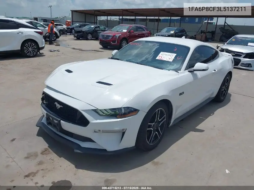 2020 Ford Mustang Gt Premium Fastback VIN: 1FA6P8CF3L5137211 Lot: 42715213
