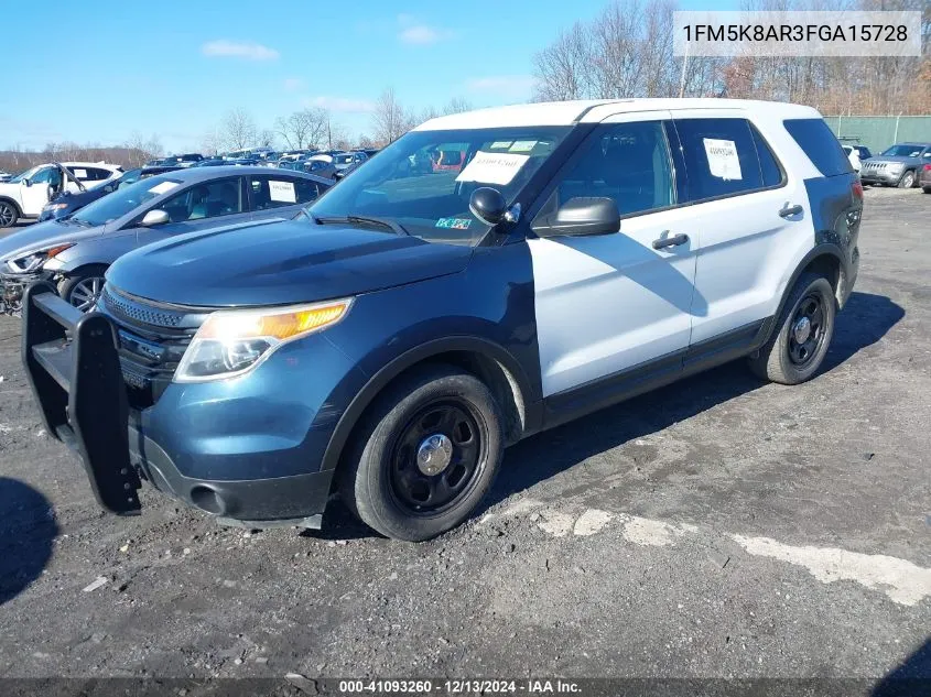 2015 Ford Police Interceptor VIN: 1FM5K8AR3FGA15728 Lot: 41093260