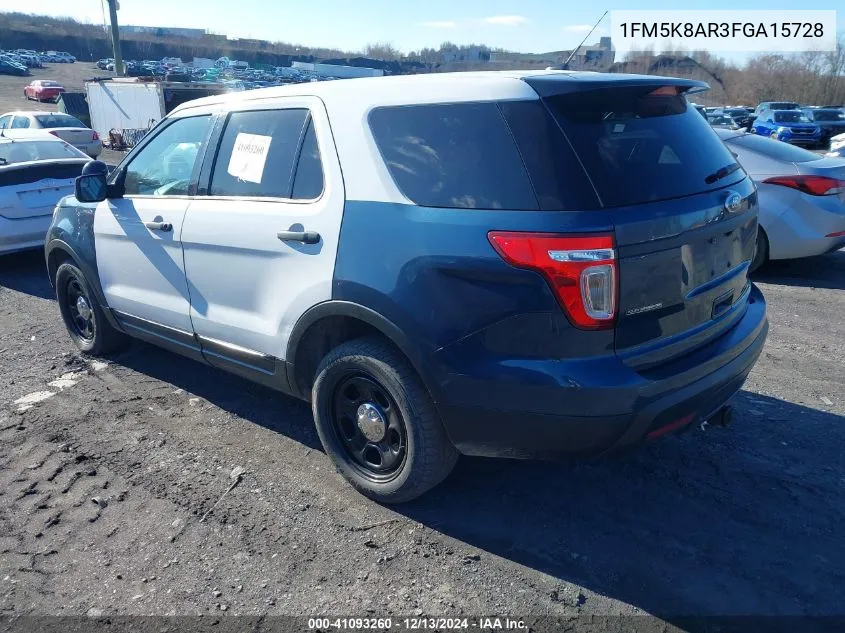 2015 Ford Police Interceptor VIN: 1FM5K8AR3FGA15728 Lot: 41093260