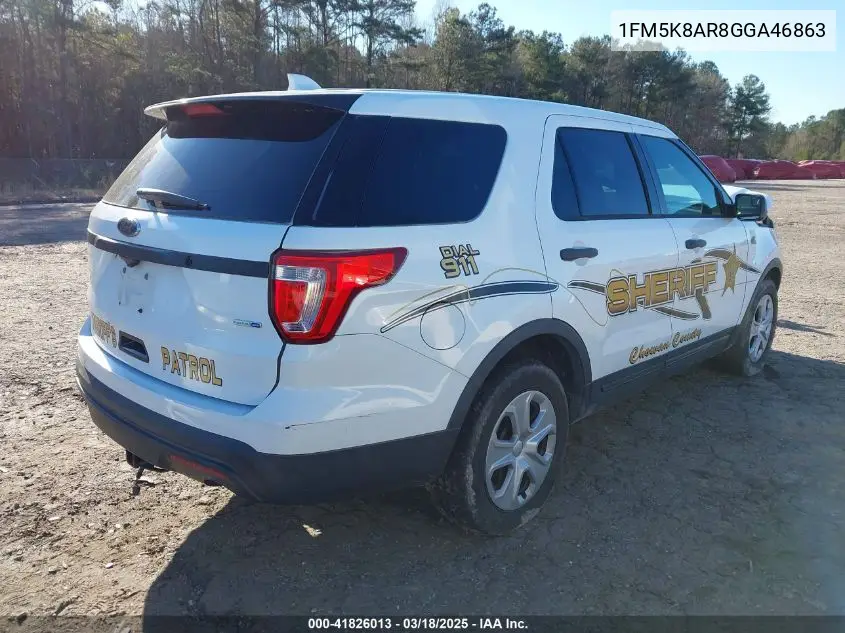 2016 Ford Police Interceptor VIN: 1FM5K8AR8GGA46863 Lot: 41826013