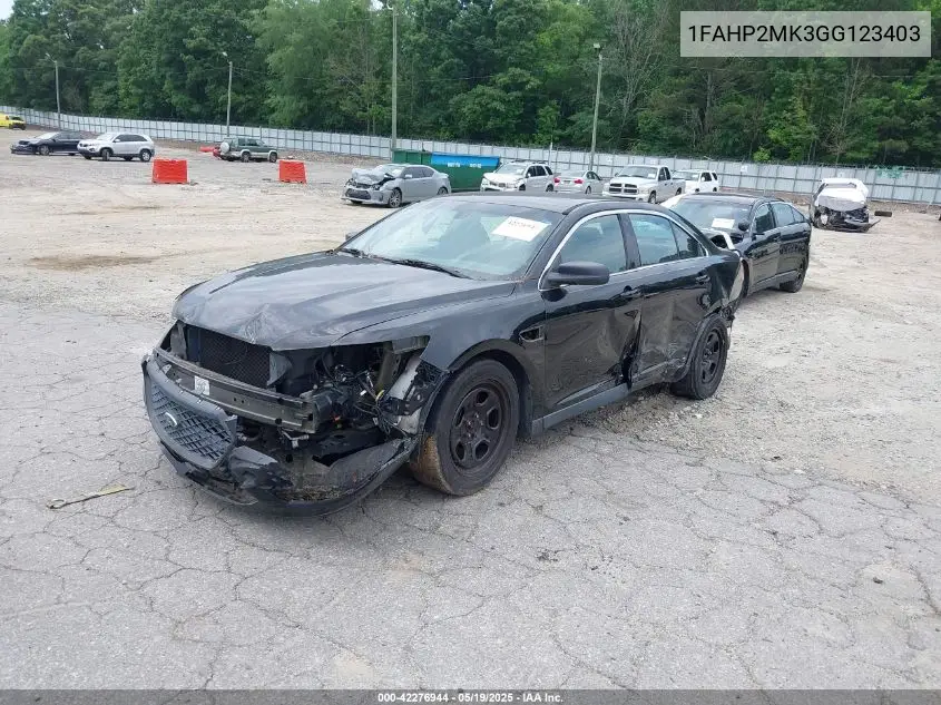 2016 Ford Police Interceptor VIN: 1FAHP2MK3GG123403 Lot: 42276944