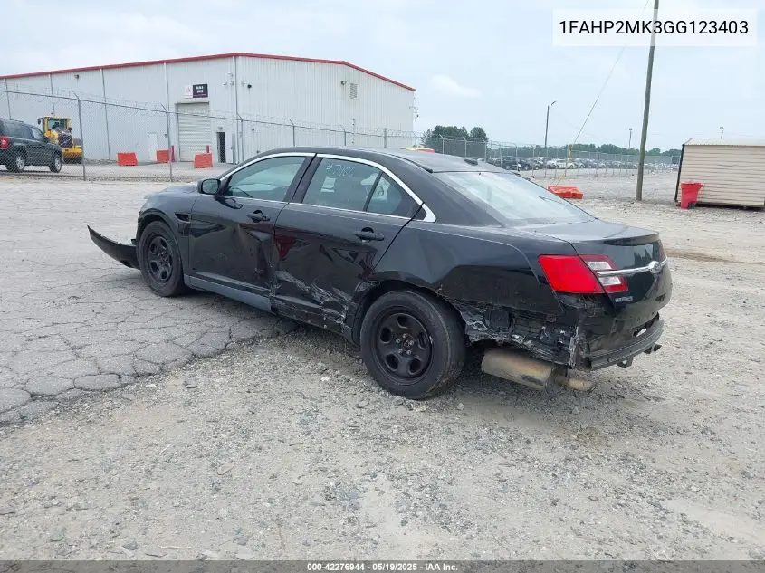 2016 Ford Police Interceptor VIN: 1FAHP2MK3GG123403 Lot: 42276944