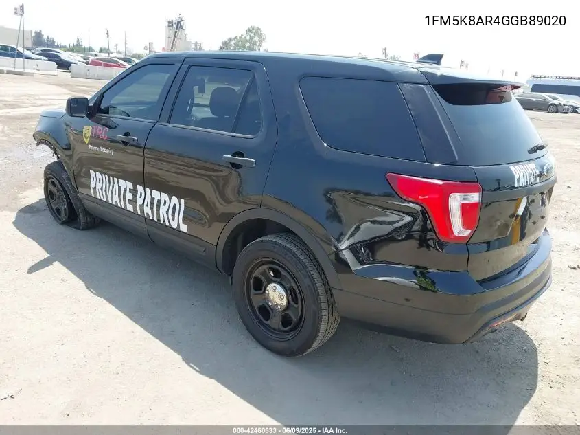 2016 Ford Police Interceptor VIN: 1FM5K8AR4GGB89020 Lot: 42460533