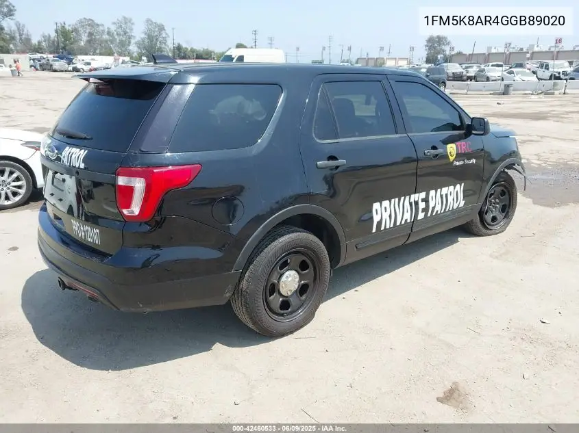 2016 Ford Police Interceptor VIN: 1FM5K8AR4GGB89020 Lot: 42460533
