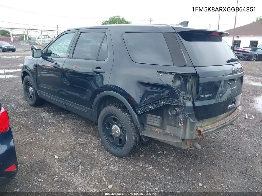 2016 Ford Police Interceptor VIN: 1FM5K8ARXGGB64851 Lot: 42623657