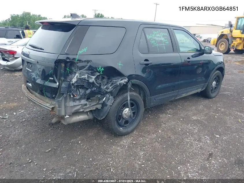 2016 Ford Police Interceptor VIN: 1FM5K8ARXGGB64851 Lot: 42623657
