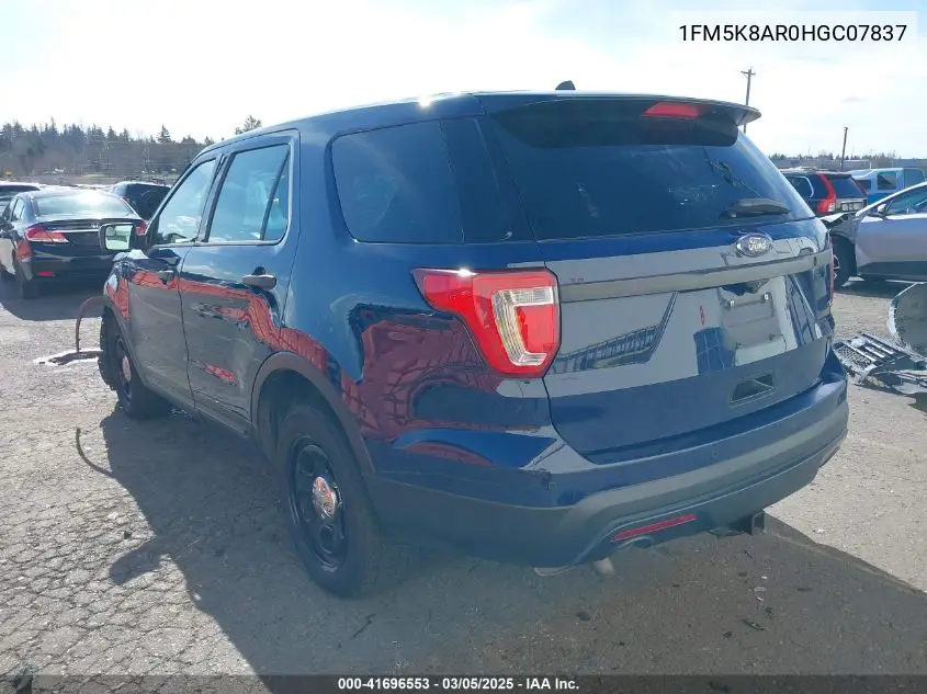 2017 Ford Police Interceptor VIN: 1FM5K8AR0HGC07837 Lot: 41696553