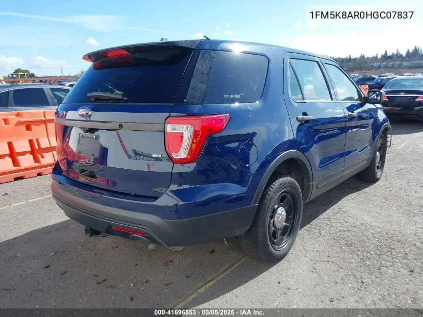 2017 Ford Police Interceptor VIN: 1FM5K8AR0HGC07837 Lot: 41696553