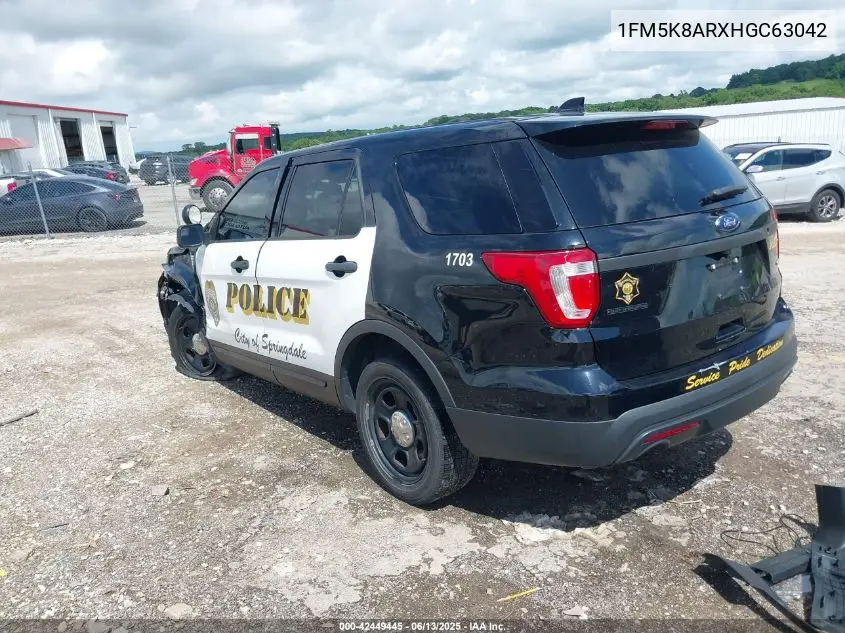 2017 Ford Police Interceptor VIN: 1FM5K8ARXHGC63042 Lot: 42449445