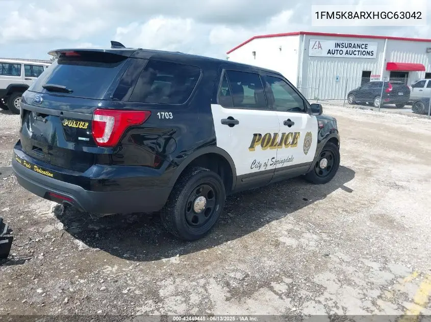 2017 Ford Police Interceptor VIN: 1FM5K8ARXHGC63042 Lot: 42449445