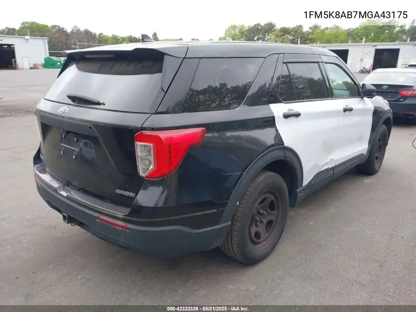 2021 Ford Police Interceptor VIN: 1FM5K8AB7MGA43175 Lot: 42322326