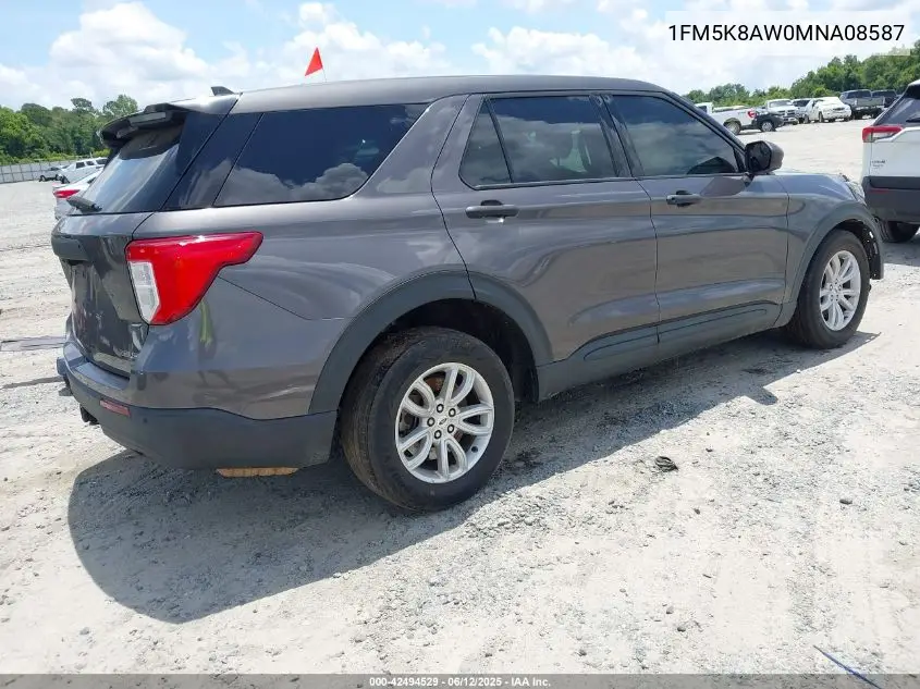2021 Ford Police Interceptor VIN: 1FM5K8AW0MNA08587 Lot: 42494529