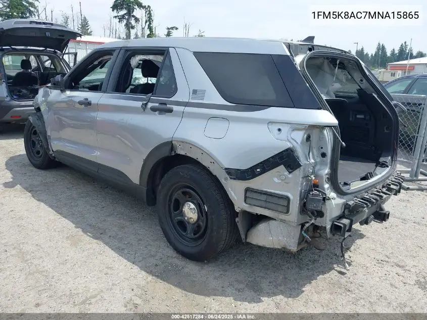 2021 Ford Police Interceptor VIN: 1FM5K8AC7MNA15865 Lot: 42517284