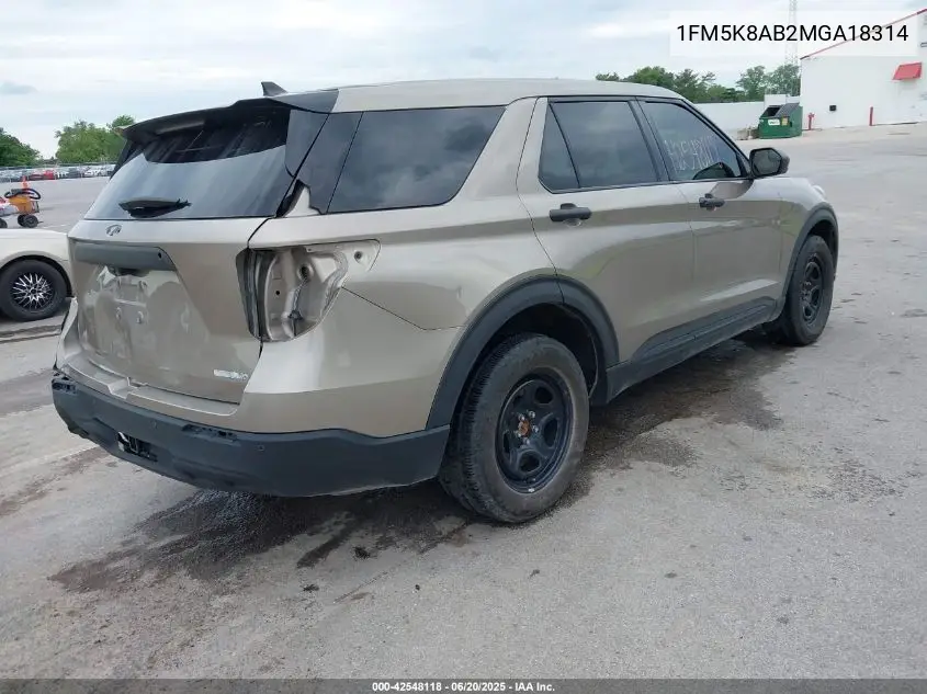 2021 Ford Police Interceptor VIN: 1FM5K8AB2MGA18314 Lot: 42548118