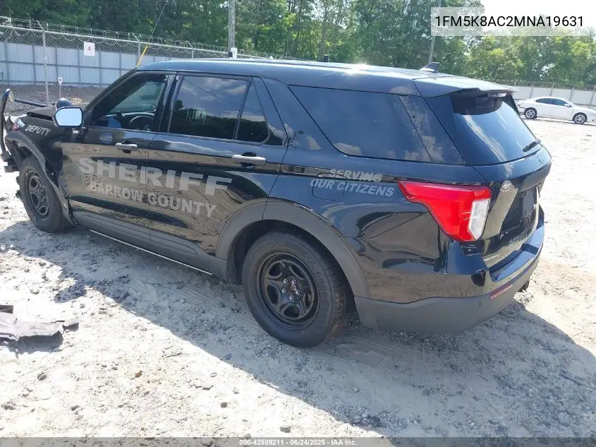 2021 Ford Police Interceptor VIN: 1FM5K8AC2MNA19631 Lot: 42589211