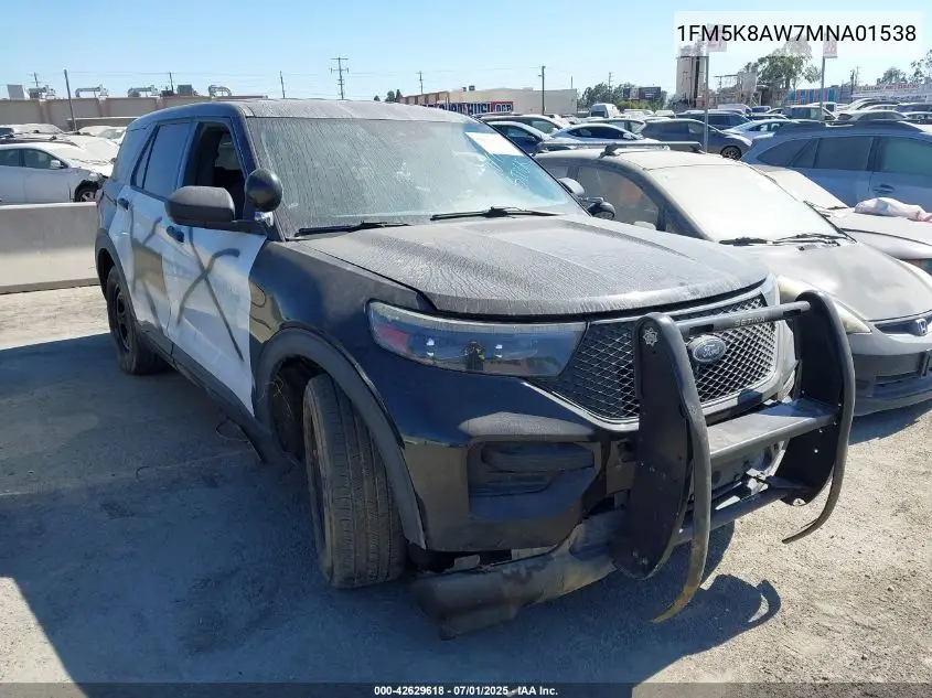 2021 Ford Police Interceptor VIN: 1FM5K8AW7MNA01538 Lot: 42629618