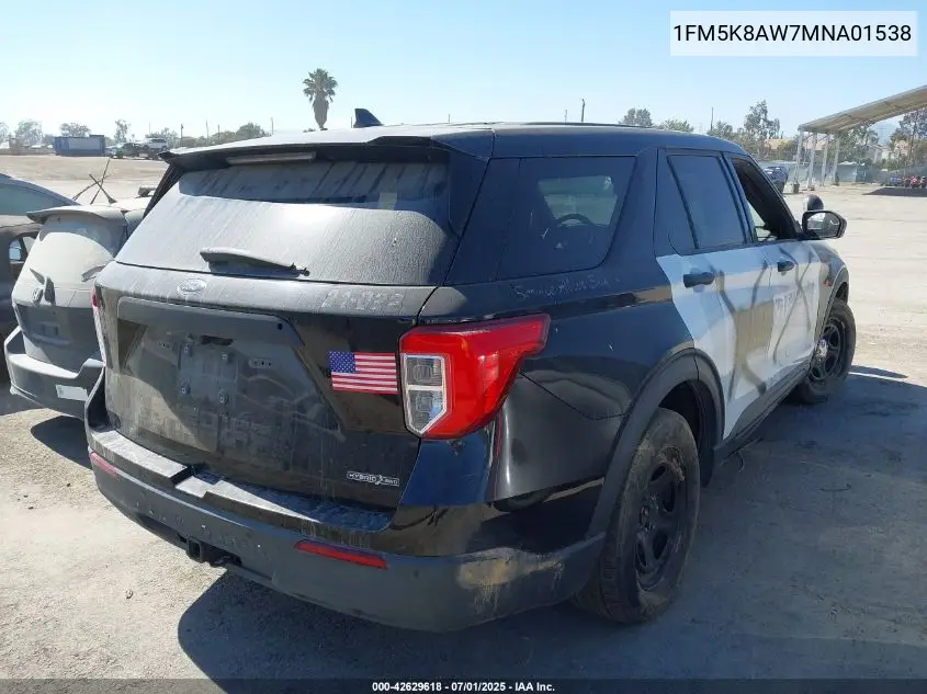 2021 Ford Police Interceptor VIN: 1FM5K8AW7MNA01538 Lot: 42629618