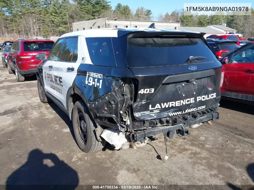 2022 Ford Police Interceptor VIN: 1FM5K8AB9NGA01978 Lot: 41750334
