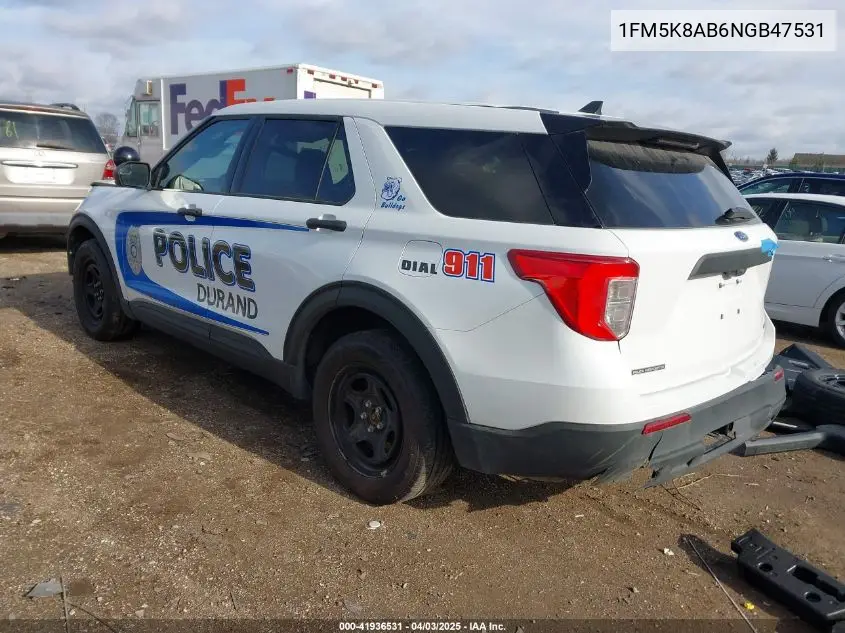 2022 Ford Police Interceptor VIN: 1FM5K8AB6NGB47531 Lot: 41936531