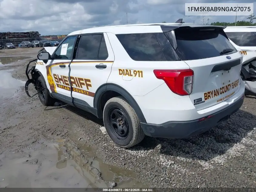2022 Ford Police Interceptor VIN: 1FM5K8AB9NGA27075 Lot: 42456673
