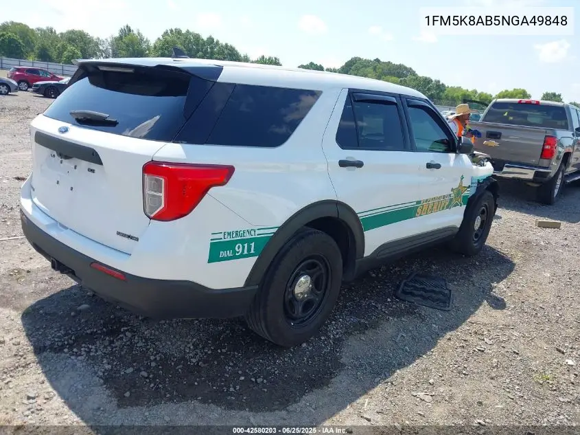 2022 Ford Police Interceptor VIN: 1FM5K8AB5NGA49848 Lot: 42580203