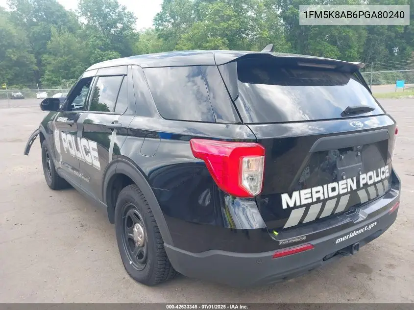2023 Ford Police Interceptor VIN: 1FM5K8AB6PGA80240 Lot: 42633345