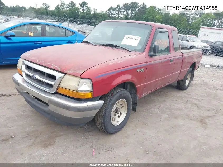 1998 Ford Ranger Xl/Xlt VIN: 1FTYR14C0WTA14958 Lot: 42595148