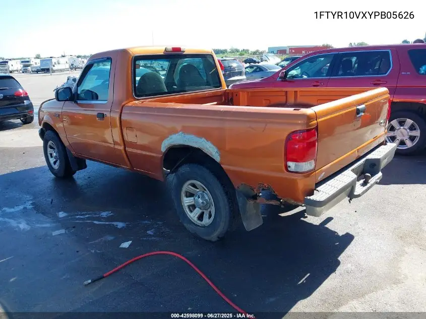 2000 Ford Ranger Xl/Xlt VIN: 1FTYR10VXYPB05626 Lot: 42598099