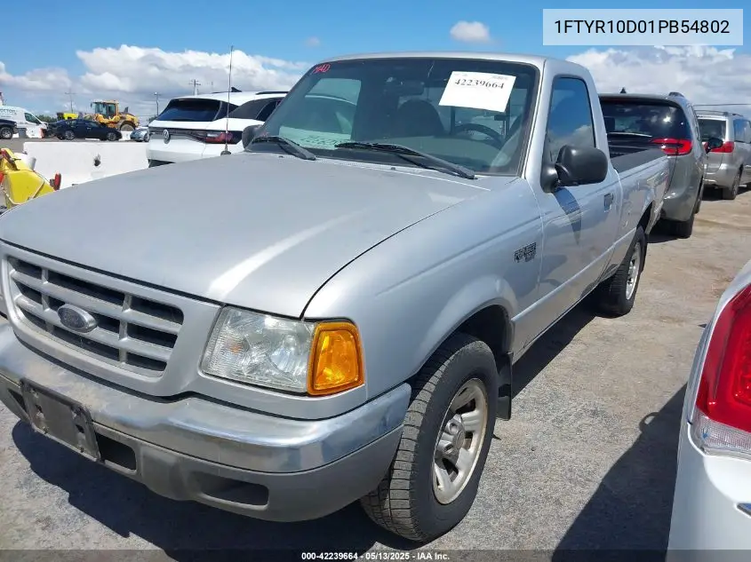 2001 Ford Ranger Xl/Xlt VIN: 1FTYR10D01PB54802 Lot: 42239664