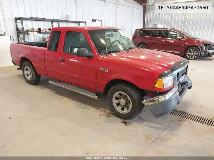 2004 Ford Ranger Xlt VIN: 1FTYR44E94PA70650 Lot: 41909933
