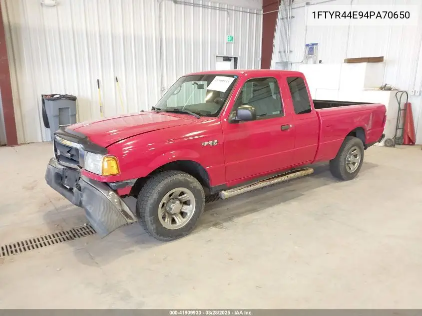 2004 Ford Ranger Xlt VIN: 1FTYR44E94PA70650 Lot: 41909933