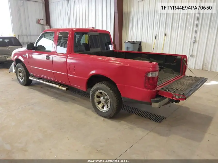 2004 Ford Ranger Xlt VIN: 1FTYR44E94PA70650 Lot: 41909933