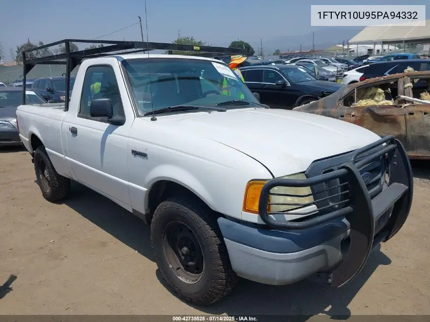 2005 Ford Ranger Edge/Stx/Xl/Xls/Xlt VIN: 1FTYR10U95PA94332 Lot: 42735528