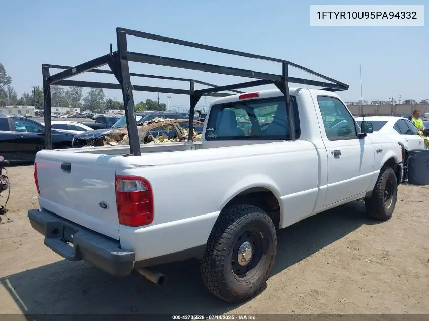 2005 Ford Ranger Edge/Stx/Xl/Xls/Xlt VIN: 1FTYR10U95PA94332 Lot: 42735528