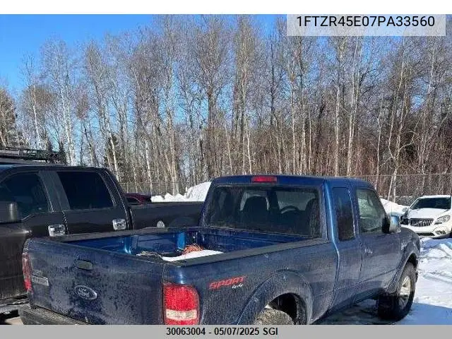 2007 Ford Ranger Super Cab VIN: 1FTZR45E07PA33560 Lot: 30063004