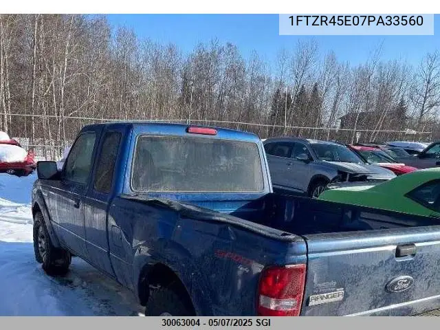 2007 Ford Ranger Super Cab VIN: 1FTZR45E07PA33560 Lot: 30063004