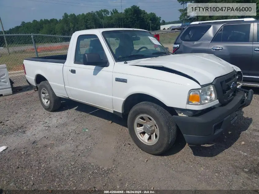2007 Ford Ranger Stx/Xl/Xlt VIN: 1FTYR10D47PA46000 Lot: 42584068