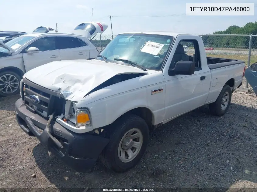 2007 Ford Ranger Stx/Xl/Xlt VIN: 1FTYR10D47PA46000 Lot: 42584068