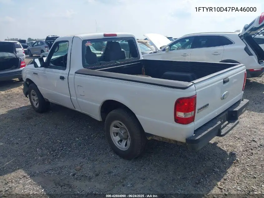 2007 Ford Ranger Stx/Xl/Xlt VIN: 1FTYR10D47PA46000 Lot: 42584068