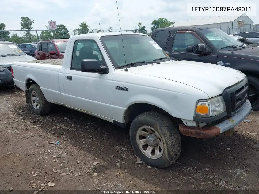 2007 Ford Ranger Stx/Xl/Xlt VIN: 1FTYR10D87PA48011 Lot: 42745673