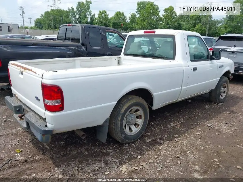 2007 Ford Ranger Stx/Xl/Xlt VIN: 1FTYR10D87PA48011 Lot: 42745673