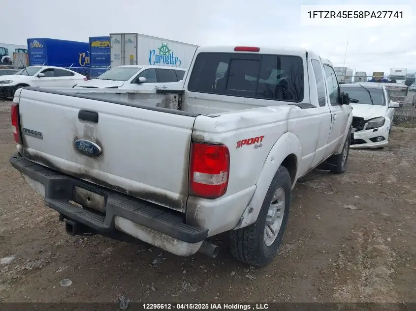 2008 Ford Ranger Fx4 Off-Road/Sport/Xl/Xlt VIN: 1FTZR45E58PA27741 Lot: 12295612
