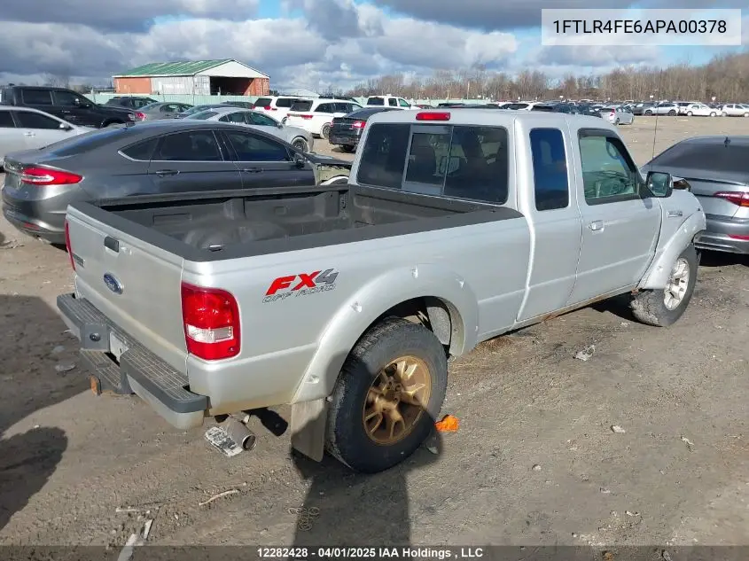 2010 Ford Ranger Sport/Xlt VIN: 1FTLR4FE6APA00378 Lot: 12282428