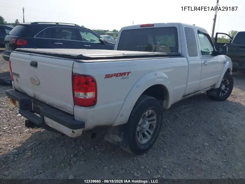 2010 Ford Ranger Sport/Xlt VIN: 1FTLR4FE1APA29187 Lot: 12339660
