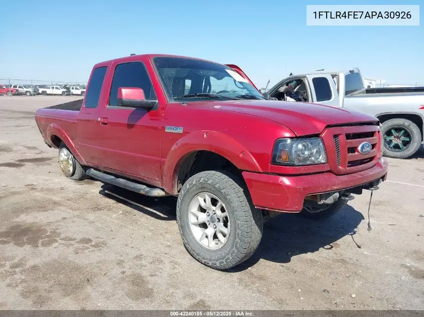 2010 Ford Ranger Sport/Xlt VIN: 1FTLR4FE7APA30926 Lot: 42240185