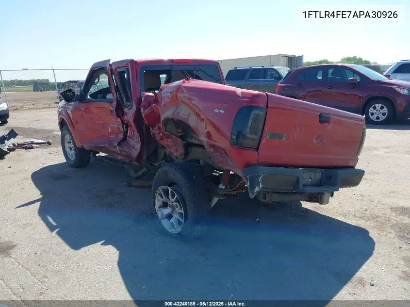2010 Ford Ranger Sport/Xlt VIN: 1FTLR4FE7APA30926 Lot: 42240185