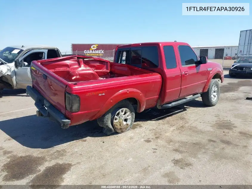 2010 Ford Ranger Sport/Xlt VIN: 1FTLR4FE7APA30926 Lot: 42240185